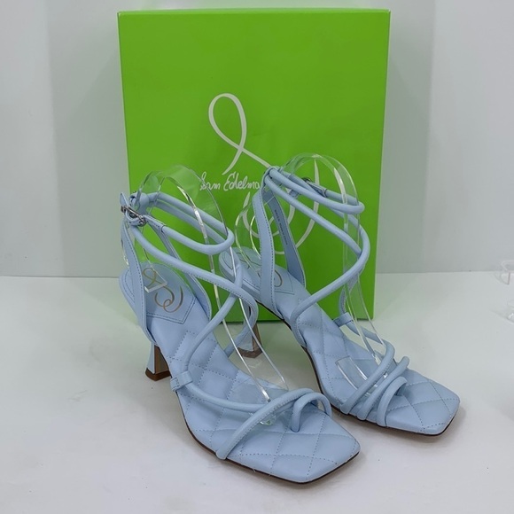 Sam Edelman Maven strappy sandal light blue shoe quilted DAMAGE new 9.5 - Picture 1 of 9